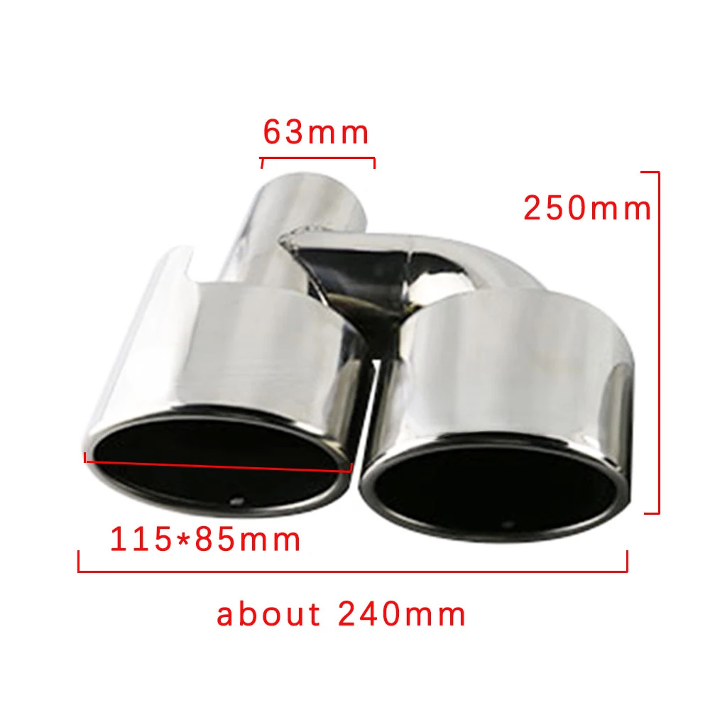 1PCS Stainless Steel Silver Exhaust Pipe car 2.5\'\' Inelt Oval dual exhaust tip for W204 C200 C260 Muffler tailpipe