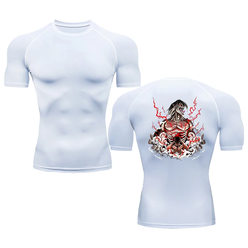 Men Quick-Drying Stretch Tennis Shirt 2024 Fashion Anime Compression Shirt Short Sleeve Gym Jogging Fitness Sports T-Shirt S-3XL