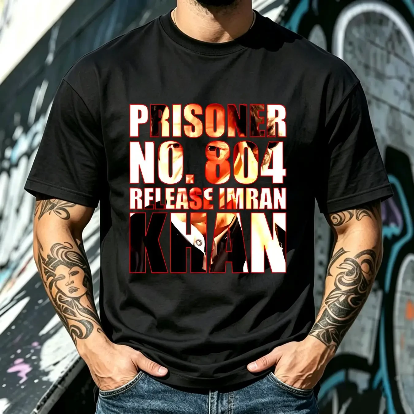 washed T Shirt Release Imran Khan Prisoner no 804 Protest PTI Pakistan Prim minister vintage Washed Top For Everyday Wear
