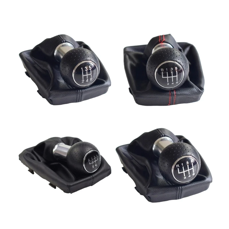 Manual Transmission Lever Knob Boot Assembly, Grip Texture and Collar Accent for Cabin Trim Update in Daily Driving