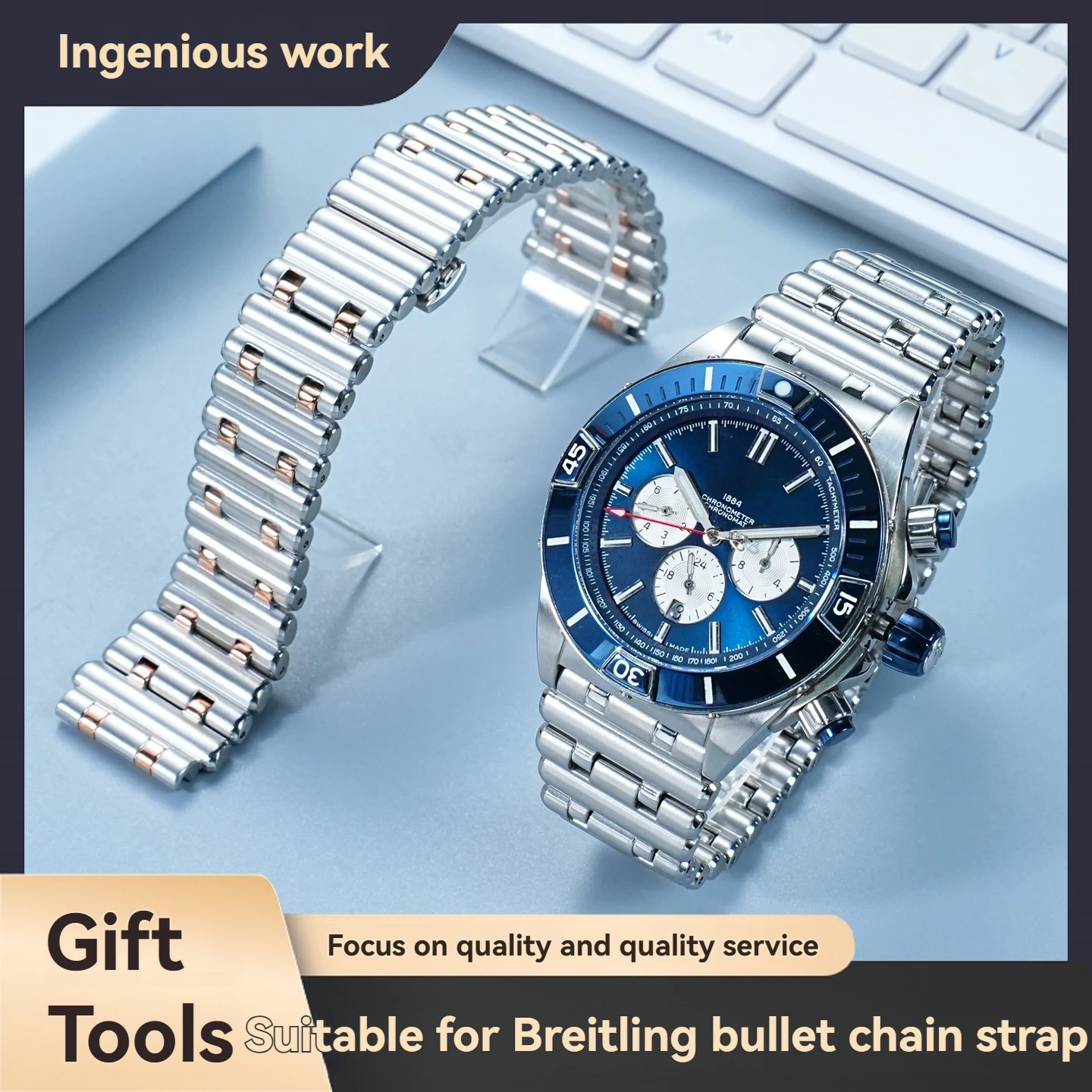 Suitable for Breitling Watch with Super Mechanical Timing B01 Avengers Stainless Steel Stainless Steel Watch with 22mm 24mm Male