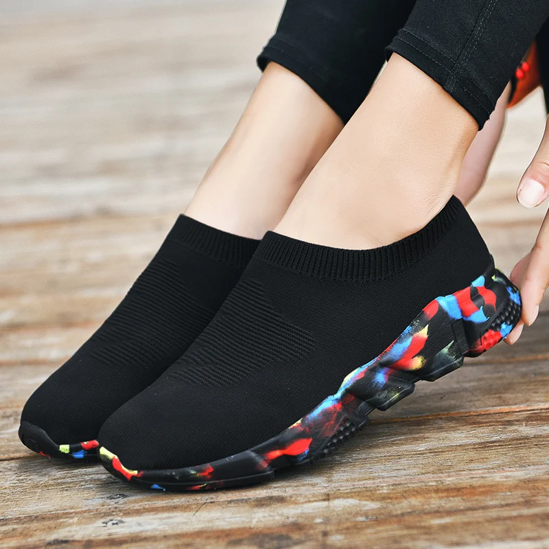 Buty damskie Skarpety dziewiarskie Trampki Damskie Lekkie Casualowe Slip On Flat Laides Shoes Woman Plus Size Loafers Walking plus size