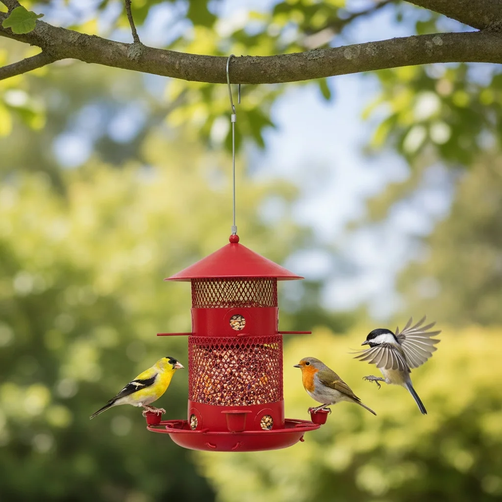 

Space-Saving Collapsible Bird Feeder, Squirrel Resistant Metal Outdoor Hanging Bird Feeder for Effortless Easy Storage Refill