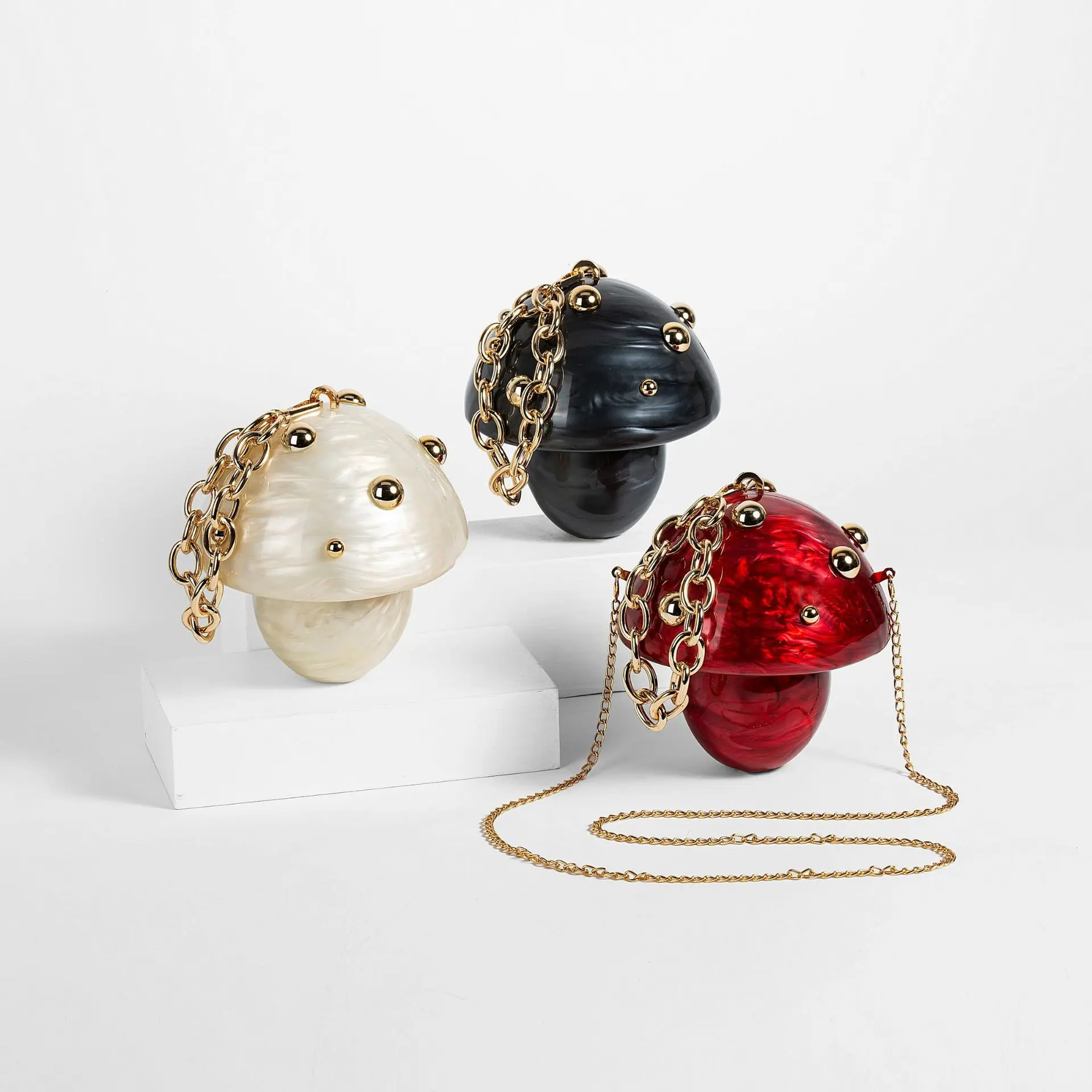 

New Women's Handheld Mushroom Shaped Acrylic Bag Fashion Adult Girls Wedding Banquet Shoulder Bag Y2K Party Bag