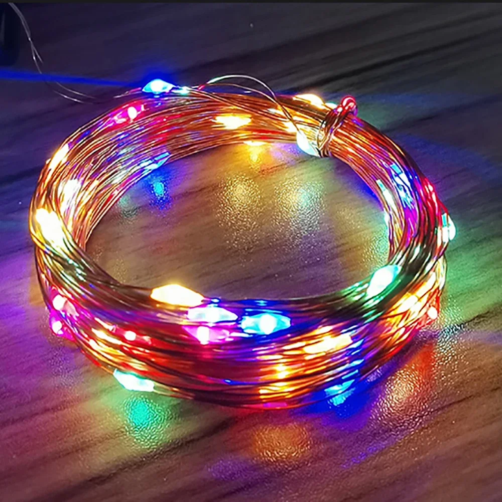 LED String Lights 1M 2M 3M 5M 10M 20M USB Copper Wire Garland Fairy Lights for Christmas Decoration Wram White/White Four Colors