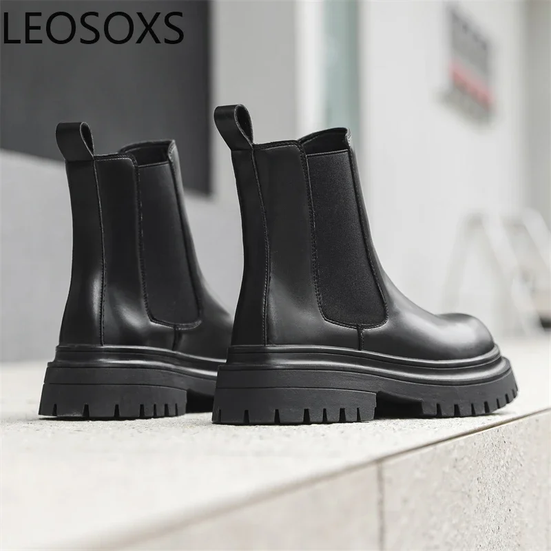 الرجال الأحذية الجلدية دراجة نارية الأحذية النمط البريطاني المضادة للانزلاق المياه برهان الانزلاق على جولة تو LEOSOXS المتفجرة نمط الشتاء التمهيد