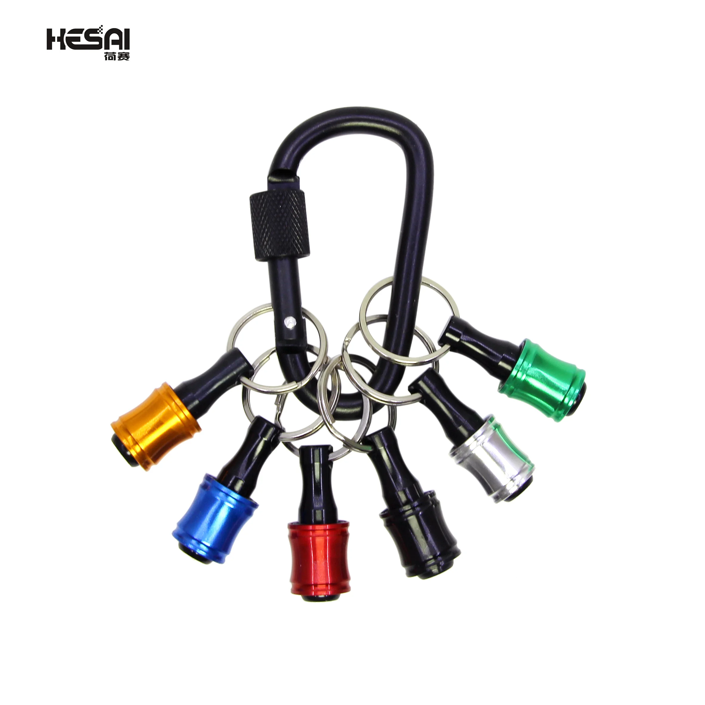 6-piece set of colored keychain connecting rod, batch head connecting rod, mountain climbing buckle set, 1/4 hexagonal handle dr