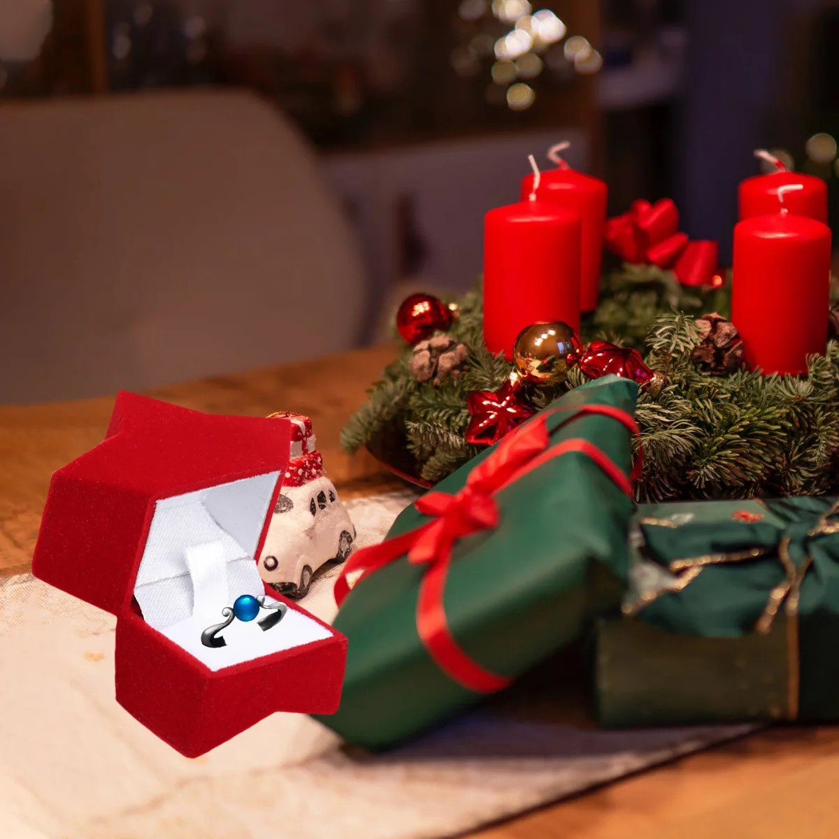 

Подарочная коробка из 4 предметов, нежный футляр для хранения, аксессуары, красная упаковка для ювелирных изделий, держатель для колец