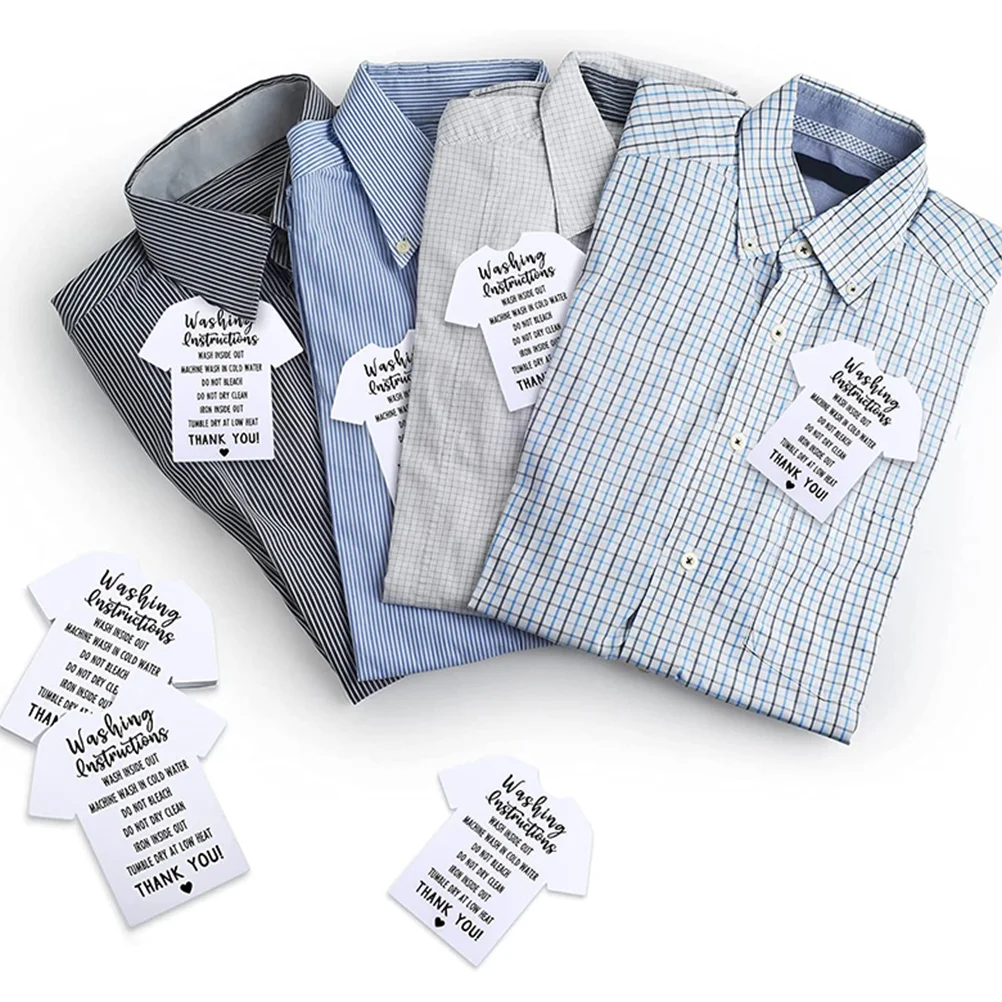 100 Pcs Shirt Care Card Clothes Wash Guide Label Clothing Instruction Tag Sweater Clean Paper Apparel