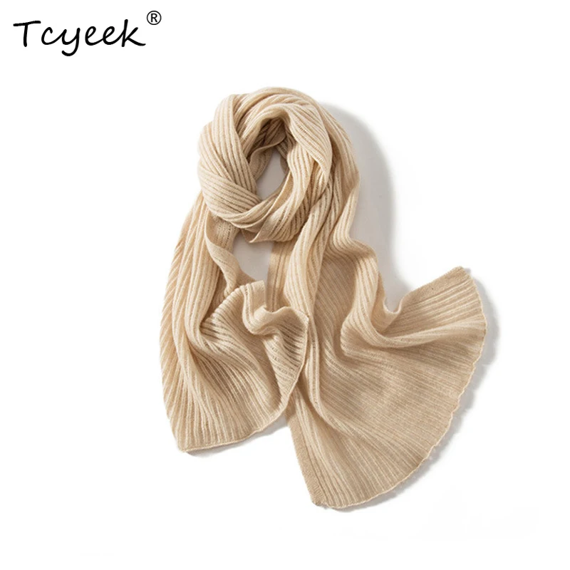

Tcyeek, 100%Pure Cashmere Elegant Scarf, Women Gift Solid Hollow Out, Soft Fashion Warm Daily Scarf, 2024 Fall Winter A48914QC