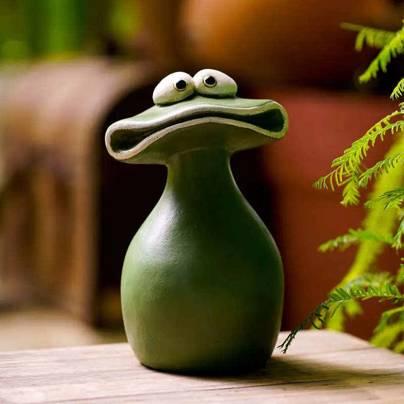 Cartoon Big Mouth Frog Garden Succulent Bonsai Micro Landscape Decoration Tabletop Resin Animal Healing Ornament
