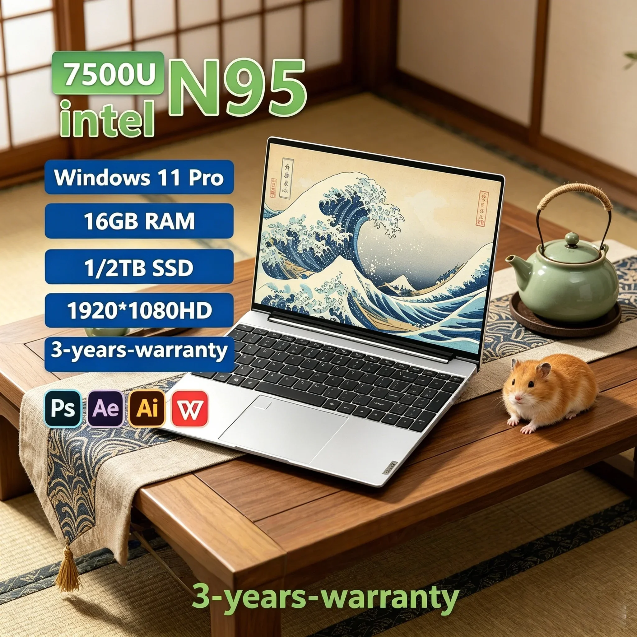 

Original Quality 15.6 Inch Laptop Full Configuration Backlit Keyboard 7500mAh Big Battery Win11 Pro Computer