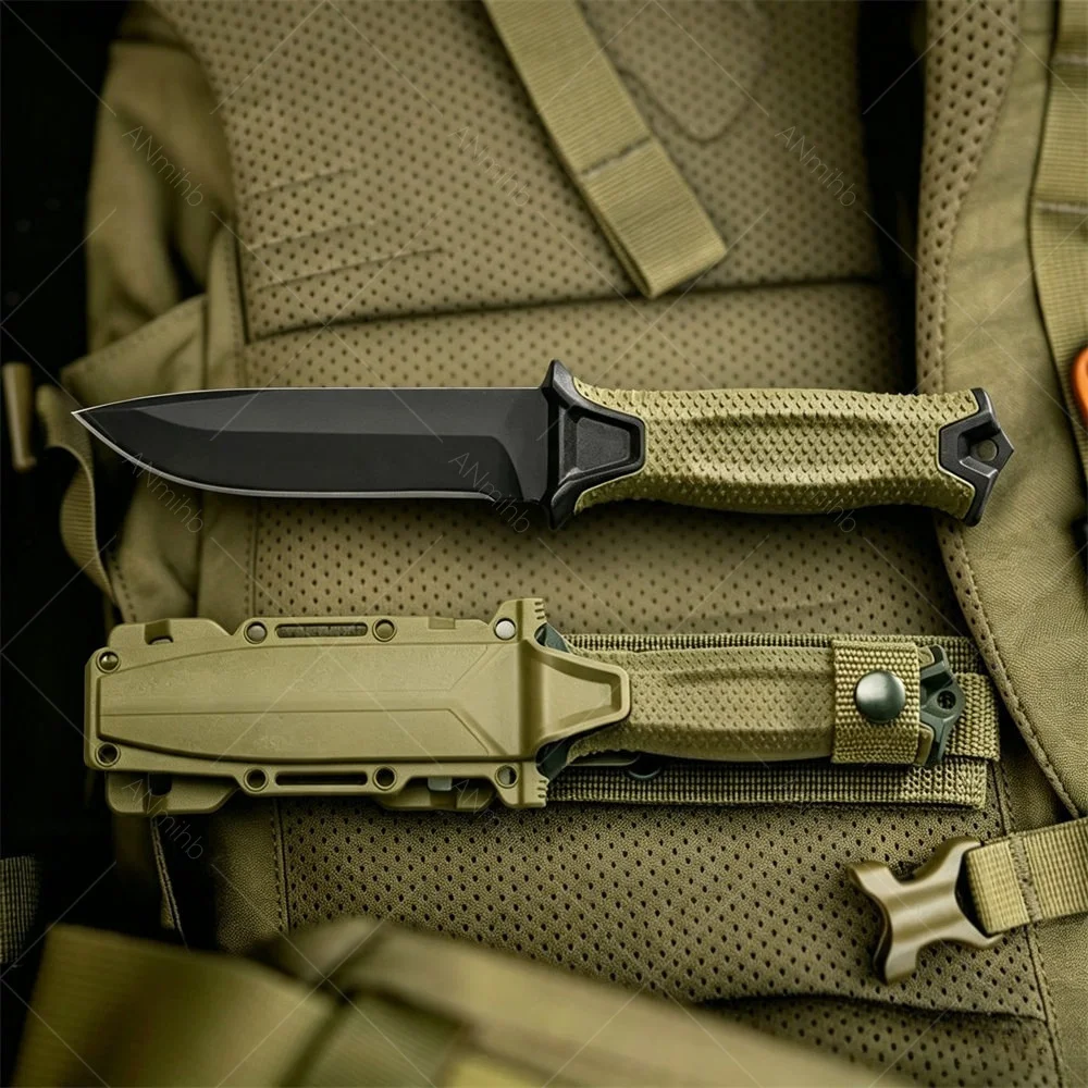 Outdoor Adventure Straight Knife New Outdoor Fixed Knife Top Quality Knives 8Cr13MoV Blade Rubber Handling Utility EDC Tool