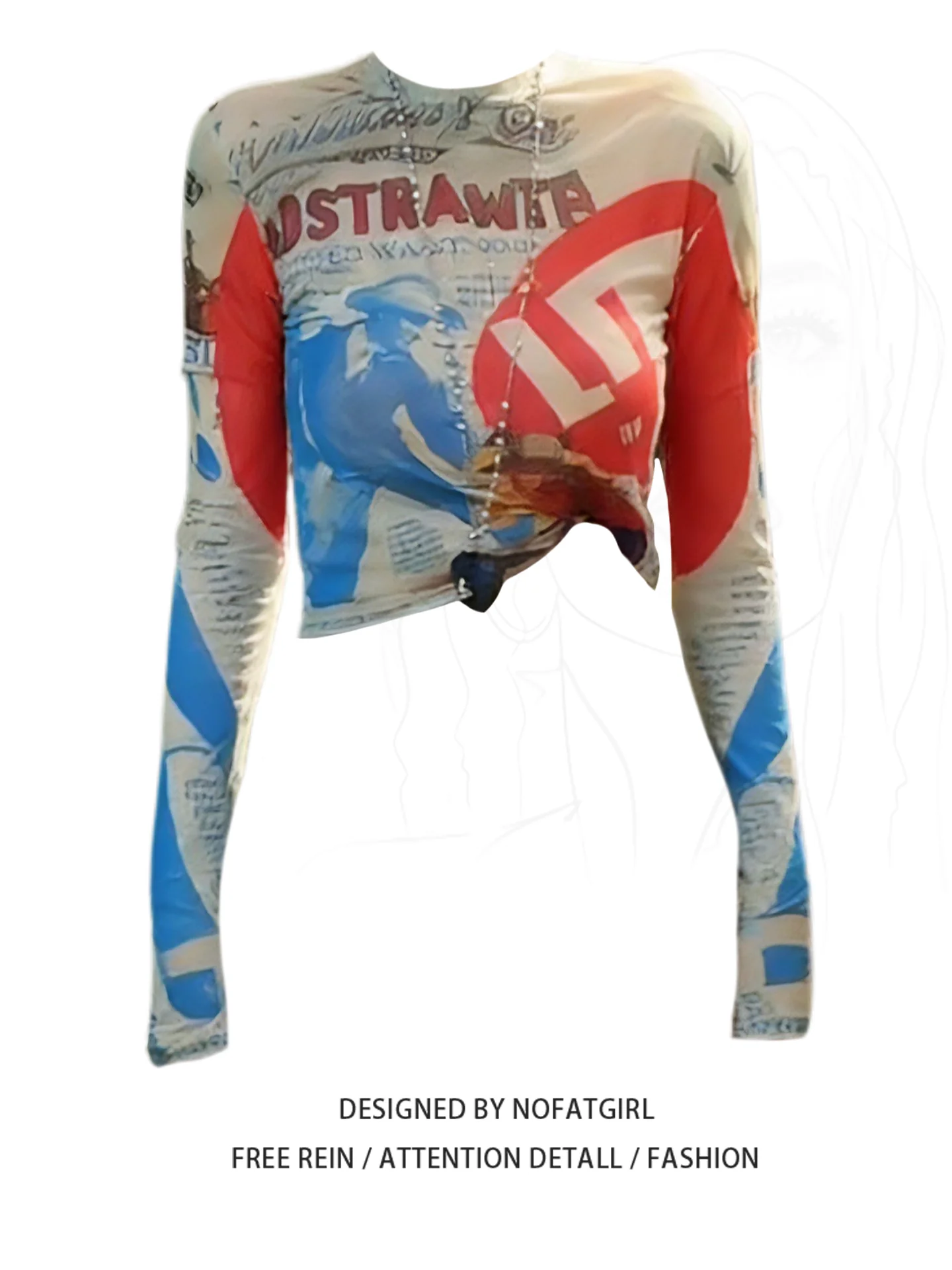 

Женская футболка больших размеров в американском ретро-стиле с принтом, длинным рукавом, приталенная, укороченная, с защитой от УФ-излучения, весенний модный топ