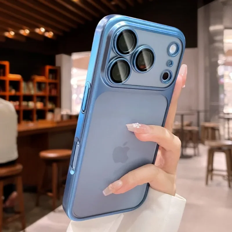 Fashion Electroplated Matte Ultra Thin Phone Case for IPhone 18 Pro Max 17 16 15 14 13 12 Glass Lens Film Shockproof Hard Cover