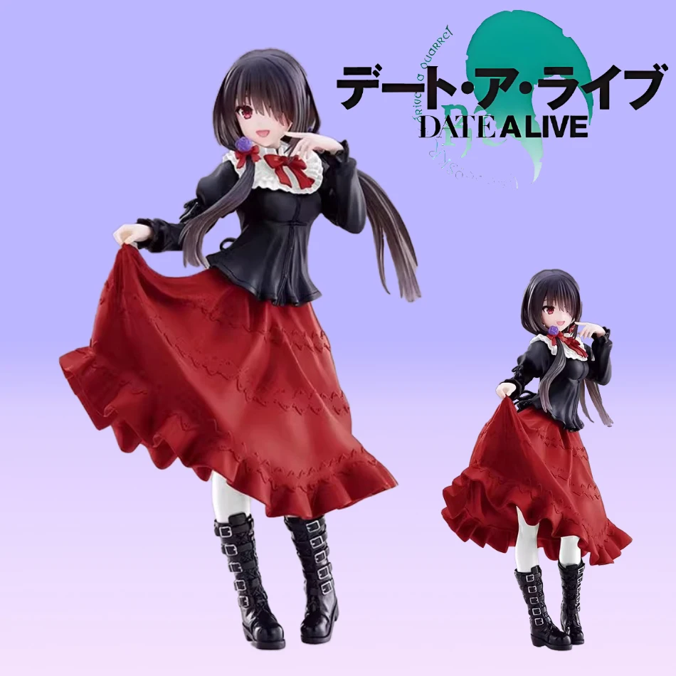 18cm data um ao vivo tokisaki kurumi anime figura bonito menina modelo pvc vestido vermelho vestir-se em pé carro interior ornamento modelo brinquedos