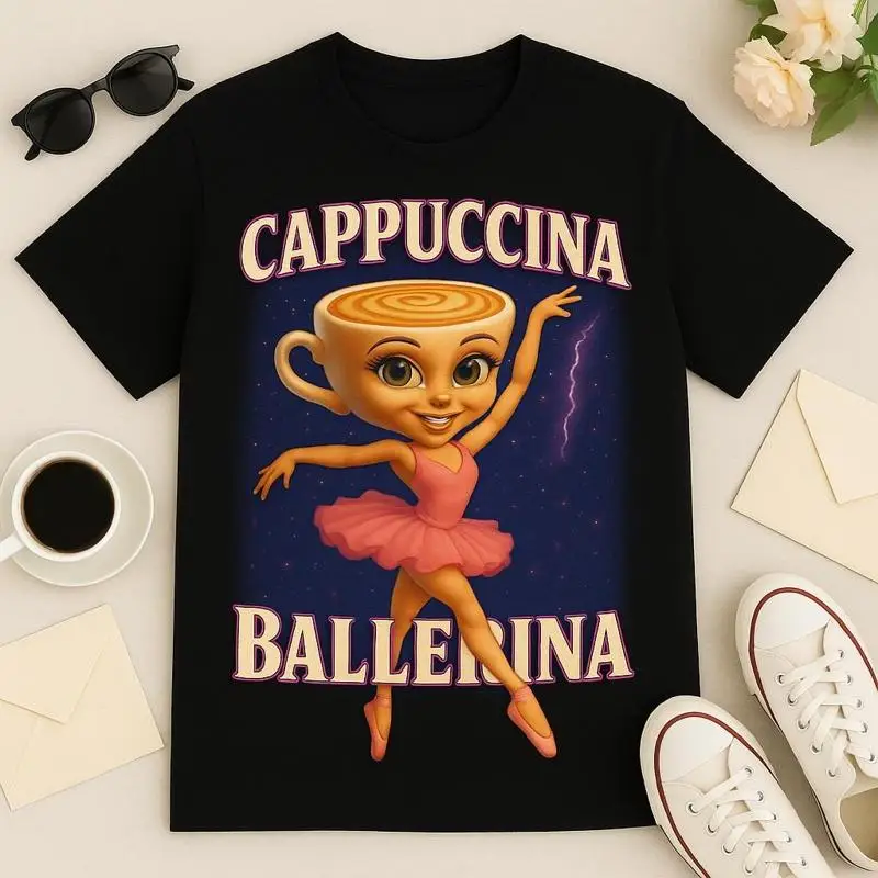 

Cappuccina Ballerina T Shirt Cute Coffee Kawaii Lover Aesthetic Latte ArT Casual