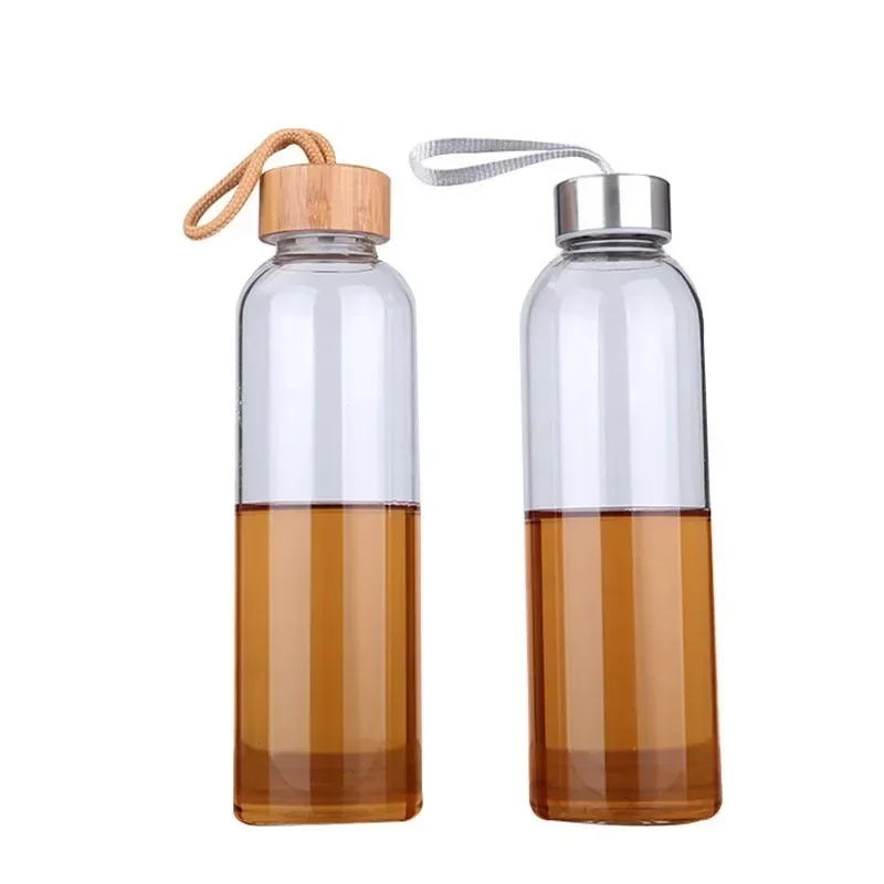 550ml Outdoors Portable Sport Glass Water Bottle With Rope Tour Drinkware Brief Car Carafe Adults Tea Bottle Direct Drinking