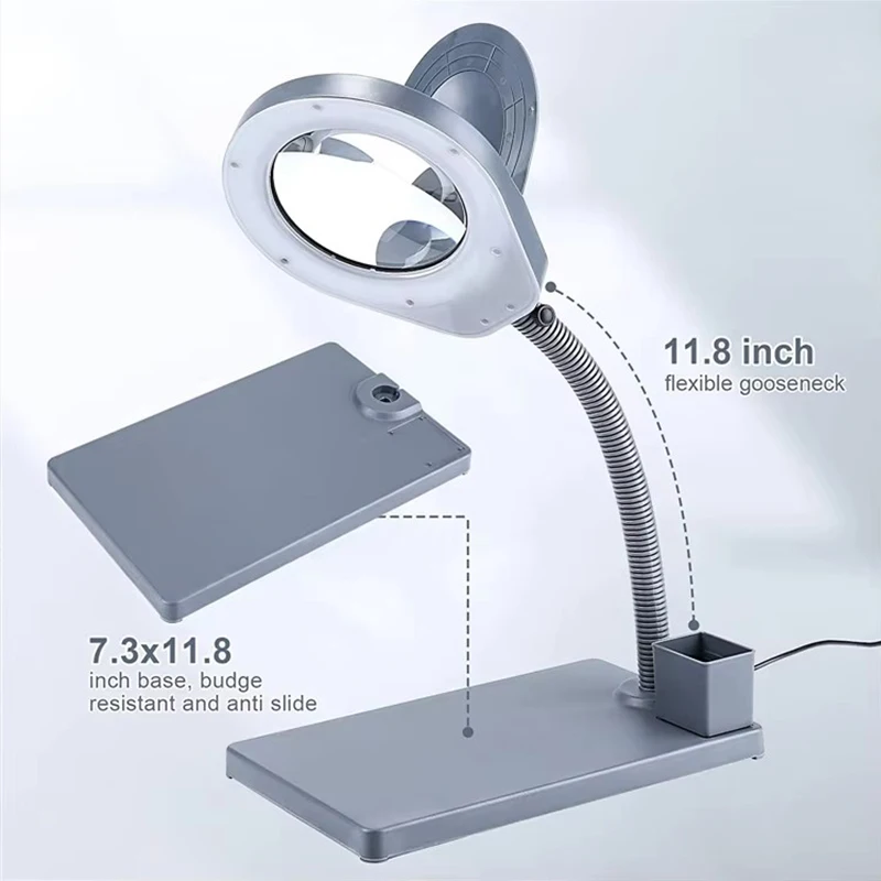 

10X Magnifying Lamp LED Illuminating Magnifying Glass with Lights Hands Free for Reading Jewelry Soldering Electronic Assembly