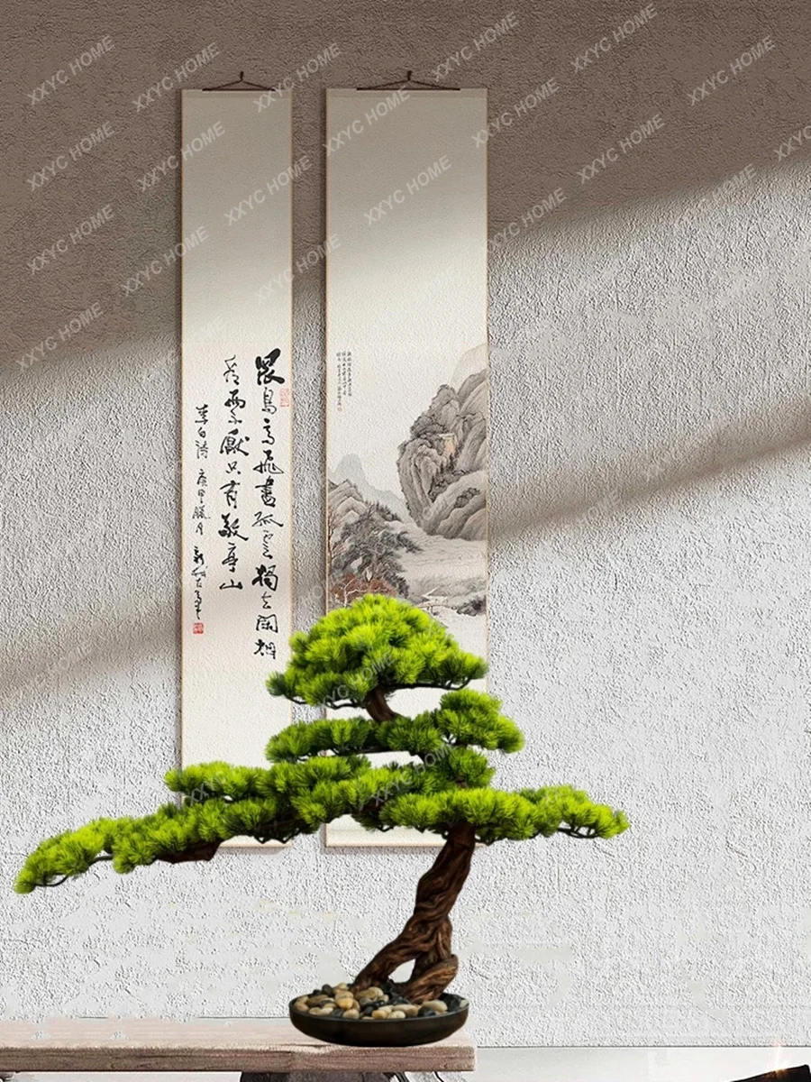 

Simulation Decoration Welcome Pine Piece Zen Bonsai Green Plant Wine Cabinet Hallway TV Cabinet