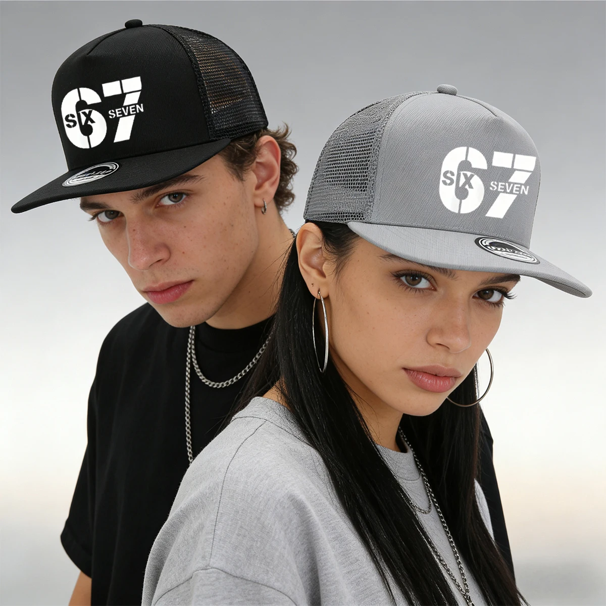 Unisex-'67' Logo Print Mesh Baseball Cap, Spring Summer Fashion Slightly Curved Brim Baseball Cap, Adjustable Breathable Hat