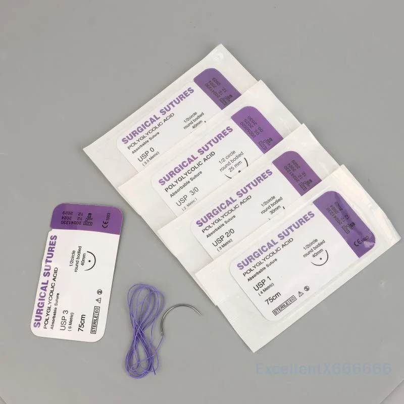 

75CM Absorbable Sutures in 1/5PCS For Dog Care, PGA, Needle Sizes Ranging from 3/0 to 3, Perfect for Demonstrations.