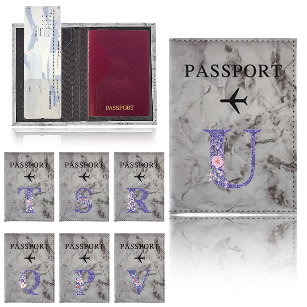 Passport Cover Multi-Function Certificate Storage Bag Credit Card Passport Storage Bags Purple Flower Series Travel Essentials