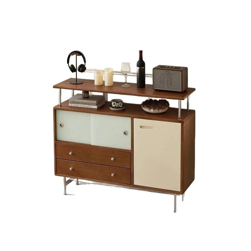 

Solid wood dining side cabinet, antique cherry wood integrated against the wall, living room locker storage entrance cabinet