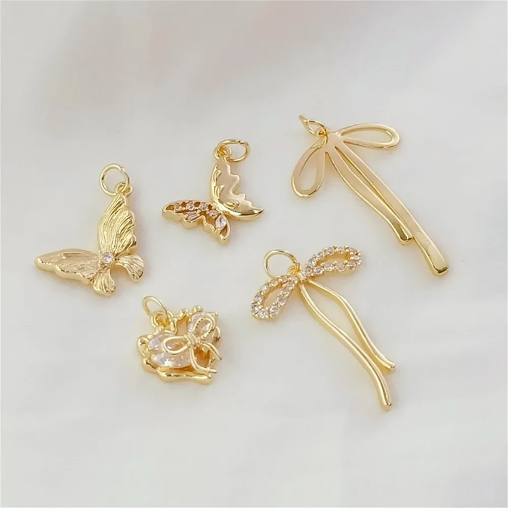 

14-каратное позолоченное микроинкрустированное цирконом, большой кулон в форме сердца с бантом, браслет ручной работы, ожерелье, серьги и аксессуары