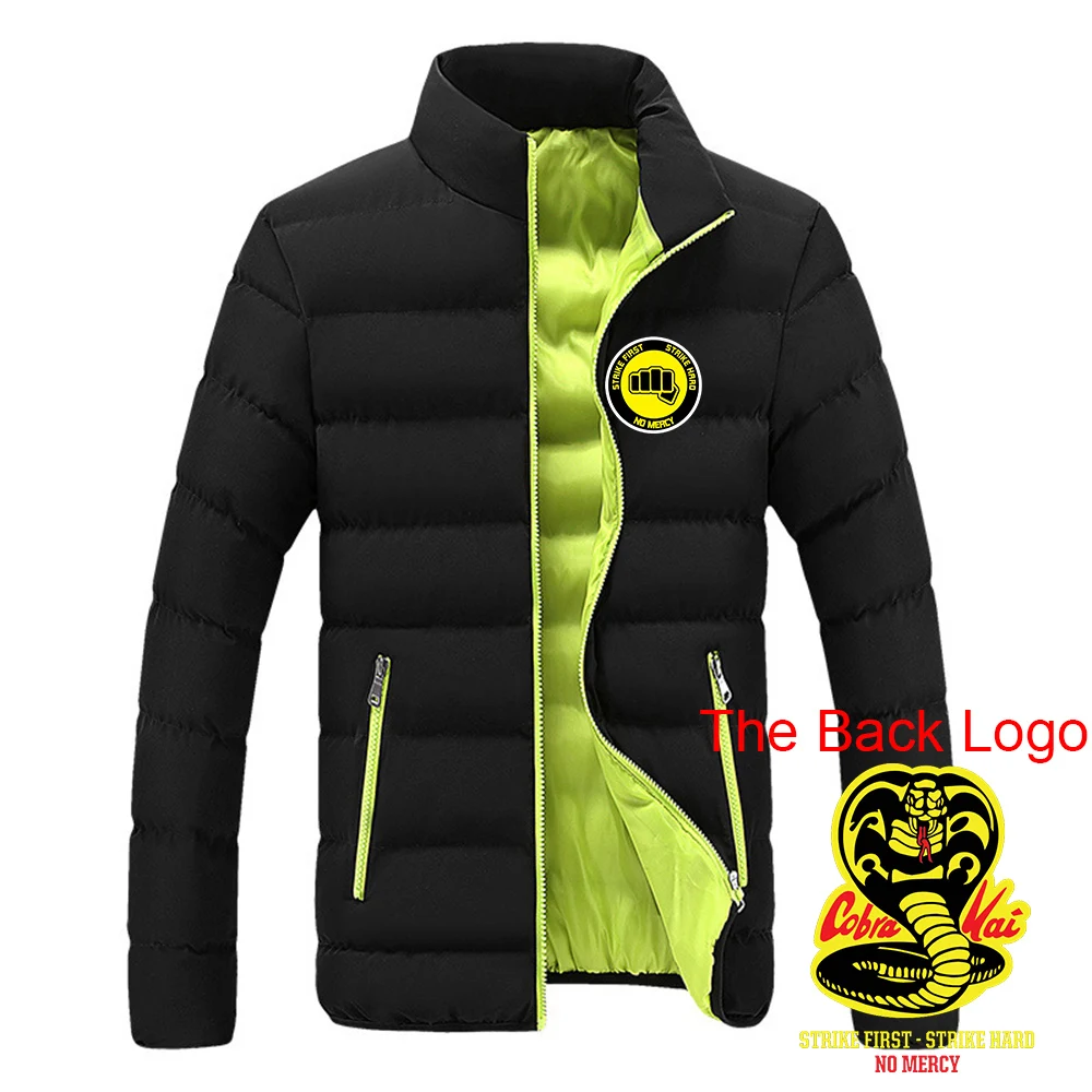 Cobra kai 2025 autumn and winter new men's padded four-color hooded fashion print casual cardigan jacket.