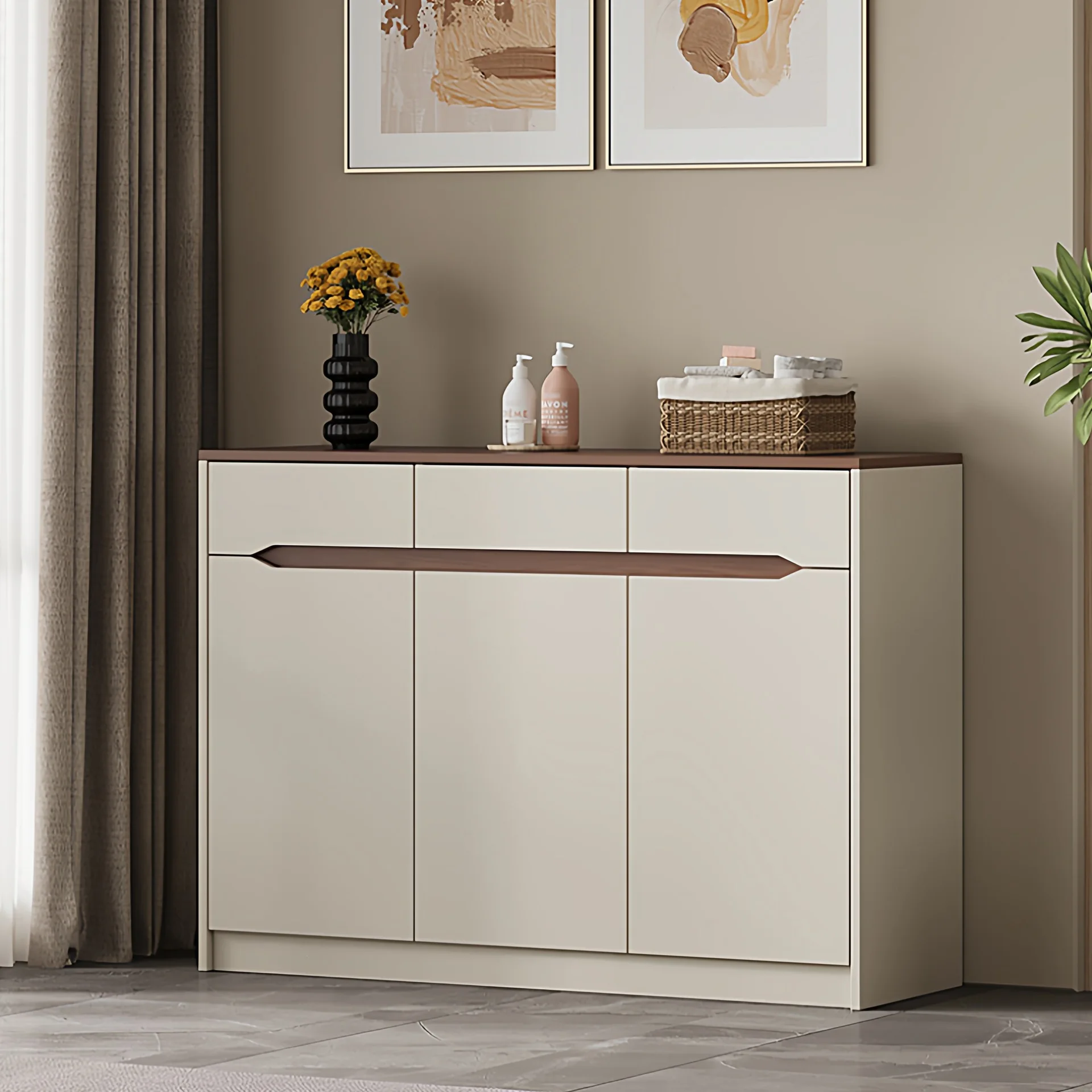 Solid wood balcony locker, sunscreen locker, integrated sundries storage cabinet against the wall