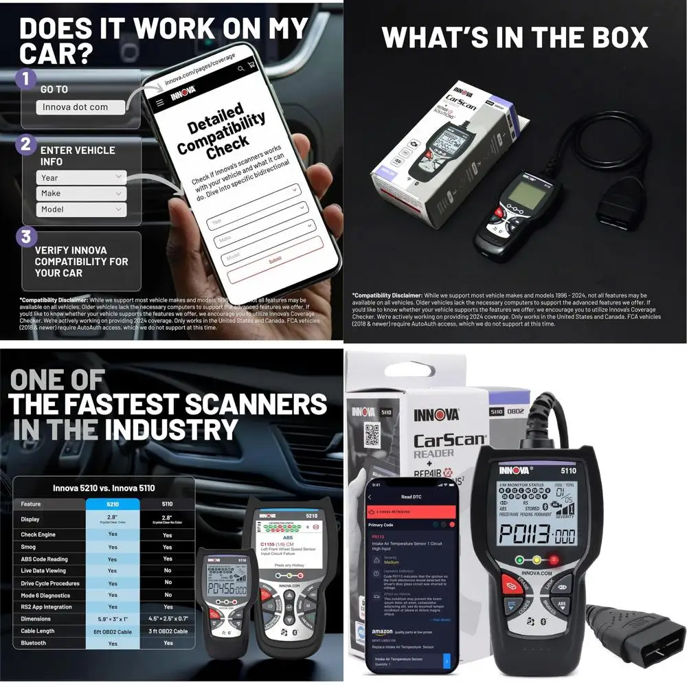 

5110 Check Engine Code Reader - Super Simple Car Scanner for All Levels - Works on Most 1996 & Newer OBDII Cars