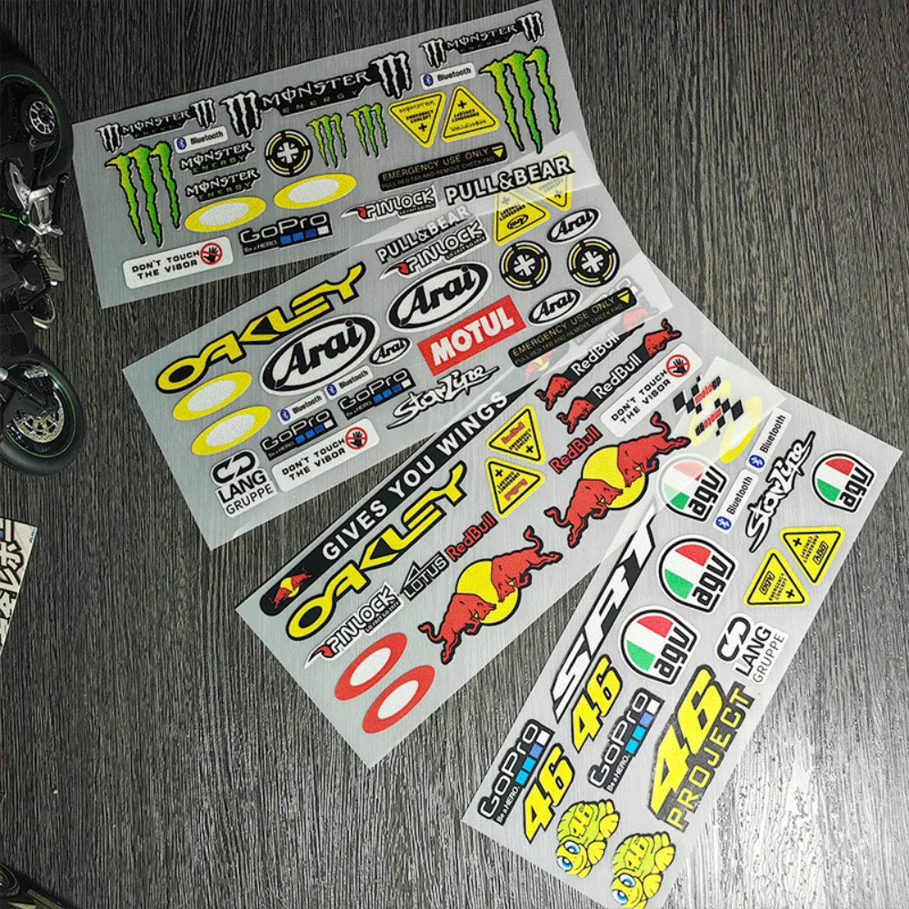 Reflective Racing Helmet Stickers Set Waterproof Decals for Motorcycle Dirt Bike ATV Sports DIY Decoration