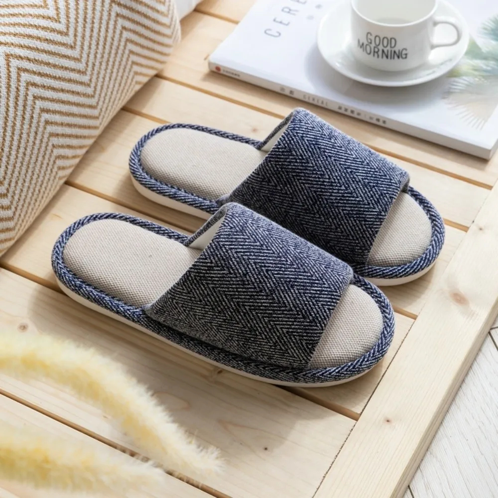

Soft Letter Linen Bear Slippers Non-slip Durable Couple Indoor Slippers Soft Breathable Soft Home Slippers Bedroom Home Travel