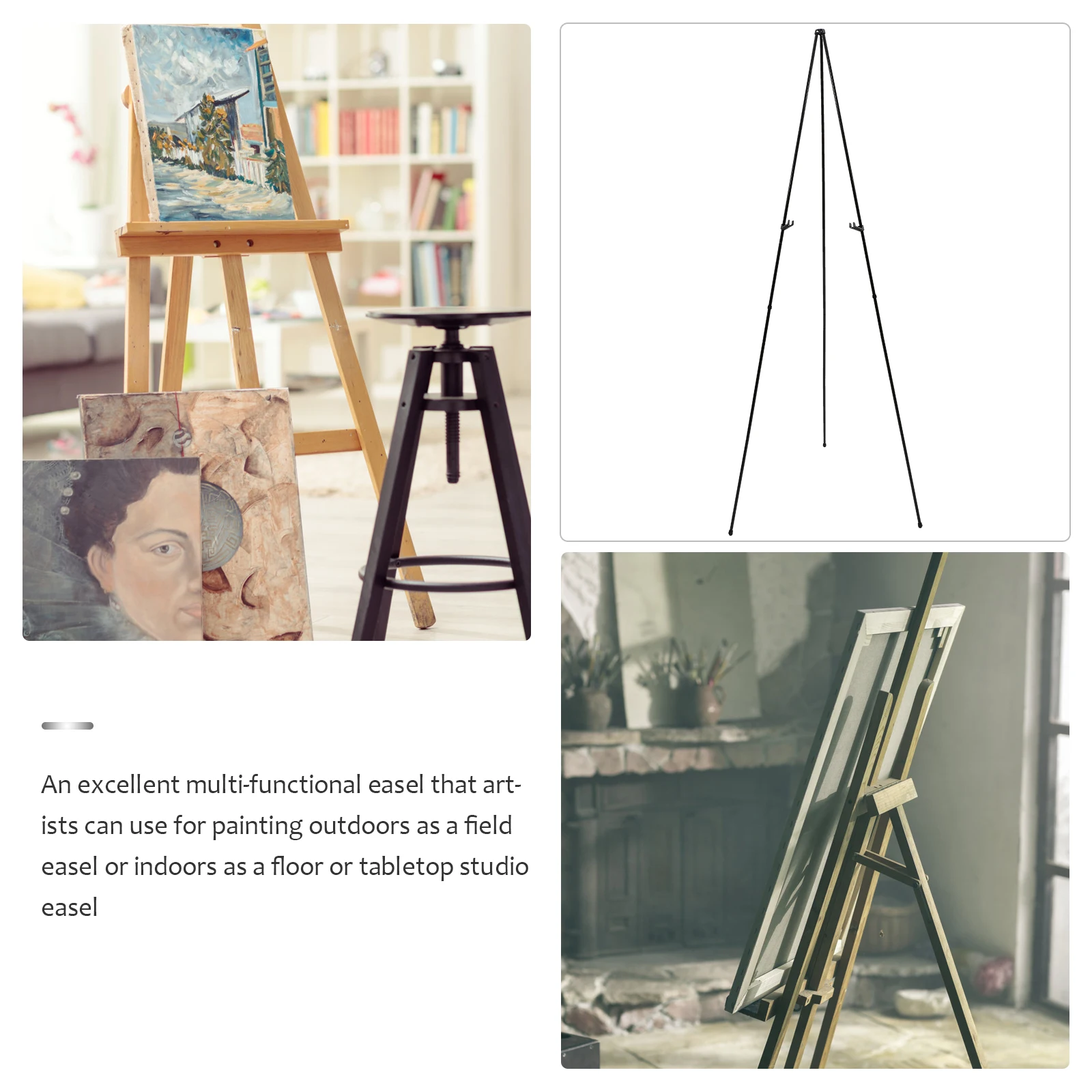 

Folding Easel Display Folding Painting Easel Tripod Painting Rack Alloy Telescopic St Storage Bag Outdoor Art Supply