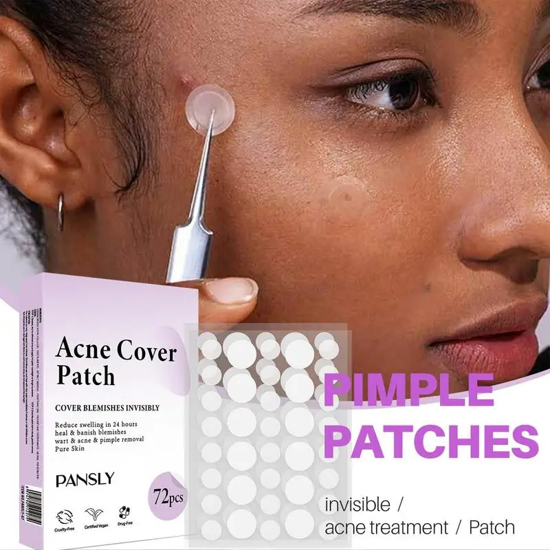 Hidrocolóide Acnes Pimple Patch, Capa Spot Invisível, Cobrindo acne e manchas, Rosto e Pele, 72pcs