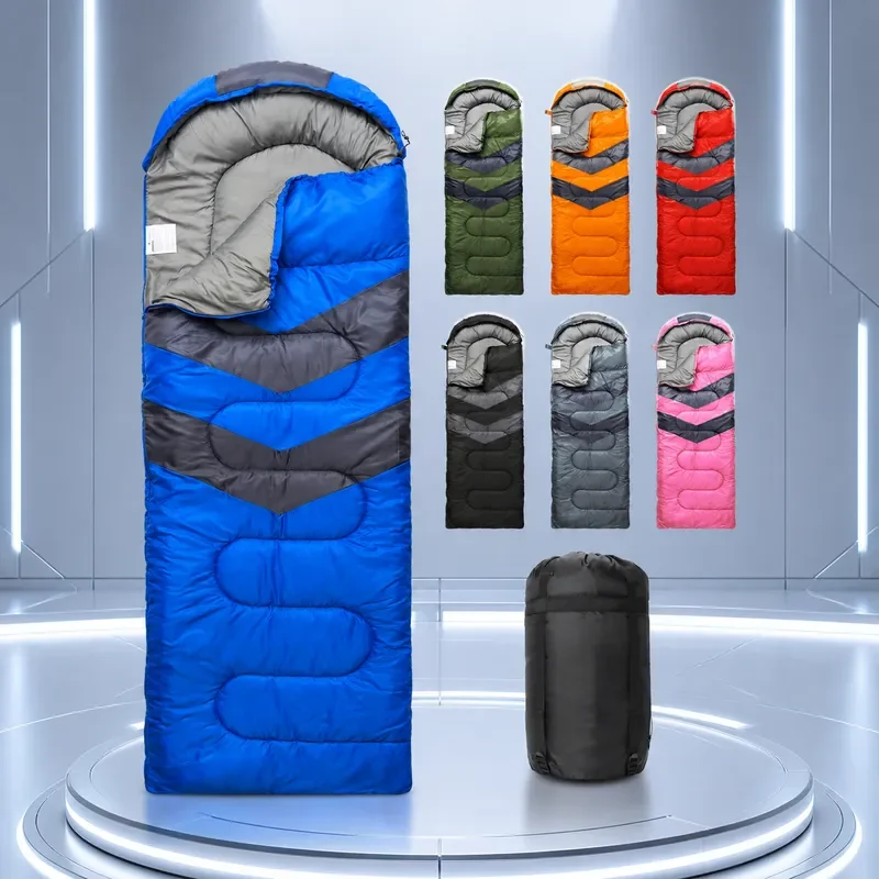 for Cross-border New Autumn Winter Outdoor Envelope Hooded Sleeping Bag Camping Hollow Cotton Lunch Break Sleep Bag
