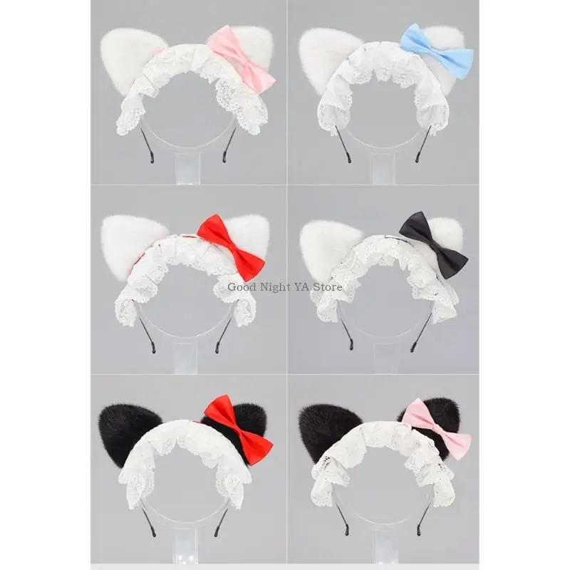 Elastyczne opaski na głowę o dużej gęstości z uroczymi kokardkami i uszami zwierząt dla dzieci na Halloween i sesje zdjęciowe