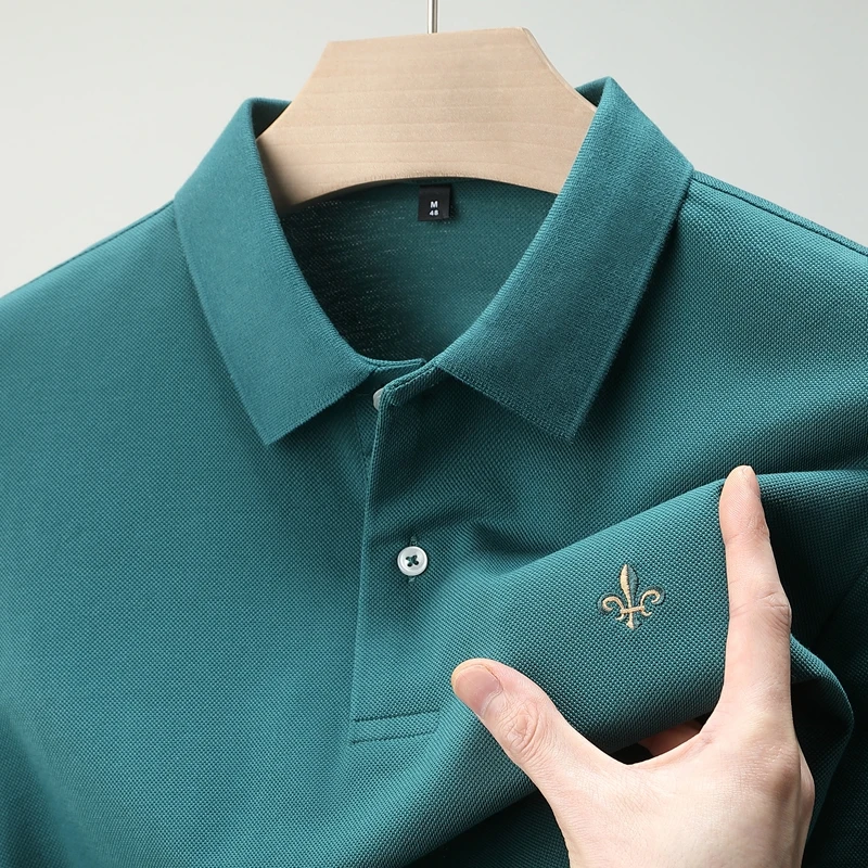 

Brand High-end Luxury Men's Polo Shirt Lapel Exquisite Embroid Short Sleeve 100Cotton T-shirt Summer Business Casual Men's Wear