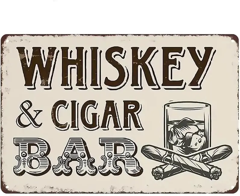 Cigars Solve Most of My Problems Whiskey Does The Rest Signs Metal Tin Sign, Whiskey & Cigar Bar Poster for Home Office Pub