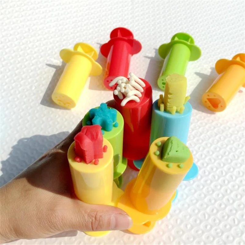 5Pcs Clay and Dough Modelling Tools Kit Rollers Molds Cutters Plastic Assorted Designs Play Dough Extruders Tools Toy Set