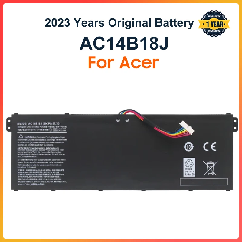 Ac14b18j ac14b13j bateria do portátil, para acer aspirar e3-111 e3-112 e3-112m es1-531 ms2394 b115-mp ex2519 n15q3 n15w4, 11.4v