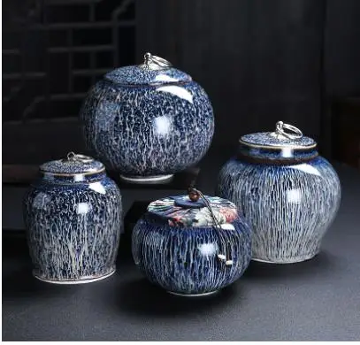 

Creative Blue Irregular Ceramic Tea Caddy Household Sealed Storage Jar Candy Nut Jar Kitchen Storage Container Home Decoration