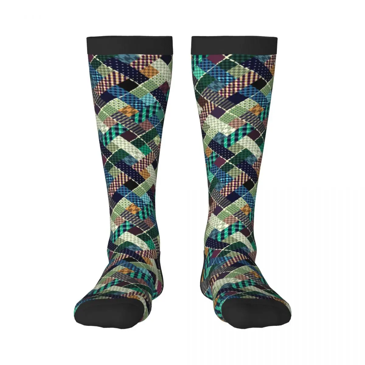 Casual Stockings Plaid Patchwork Style Knee Thigh High Long Socks