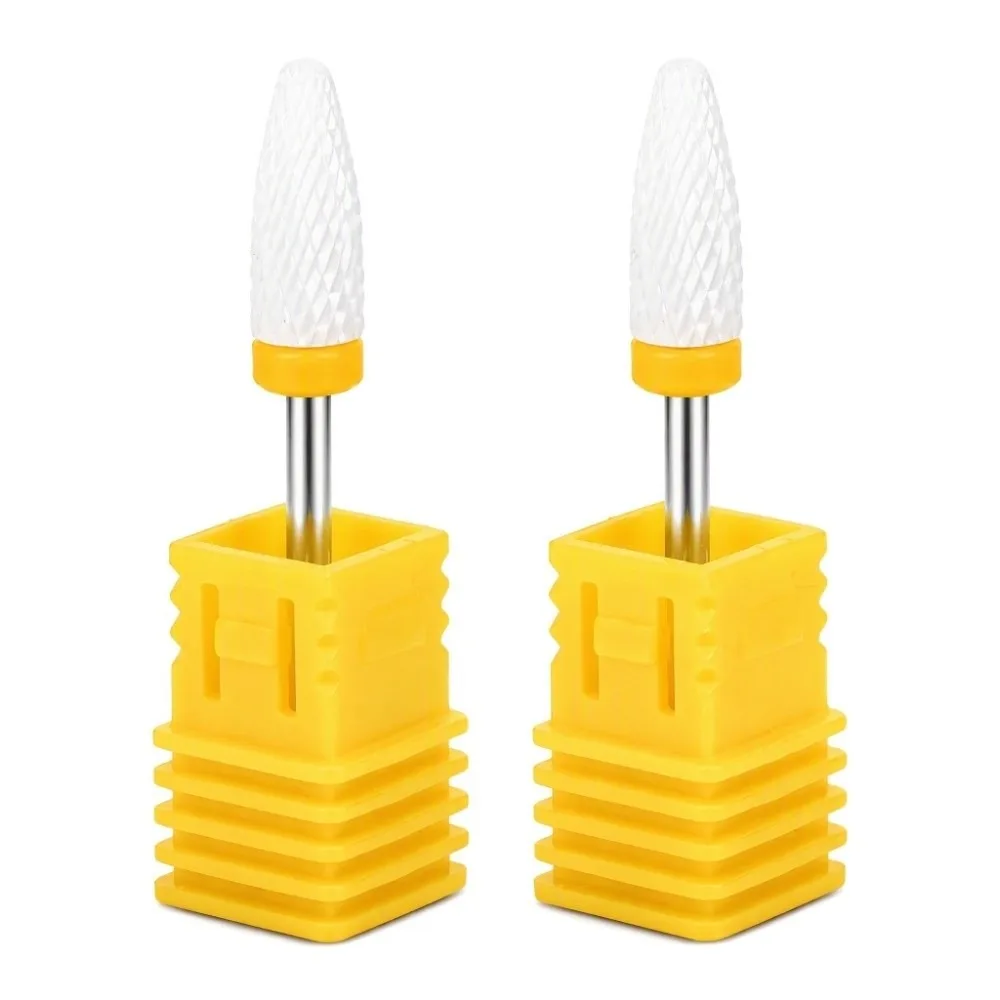 2pcs Extra Fine Grinding Ceramic Nail Drill Bit Corn Head Shape Electric Grinding Accessory Nail File Drill Bit