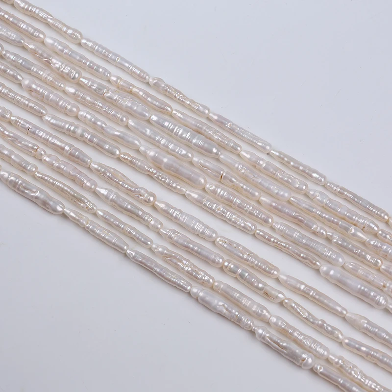 

Wholesale Natural White 4.5-5mm Biwa Pearl Long Stick Freshwater Pearl Strand For Jewelry Making
