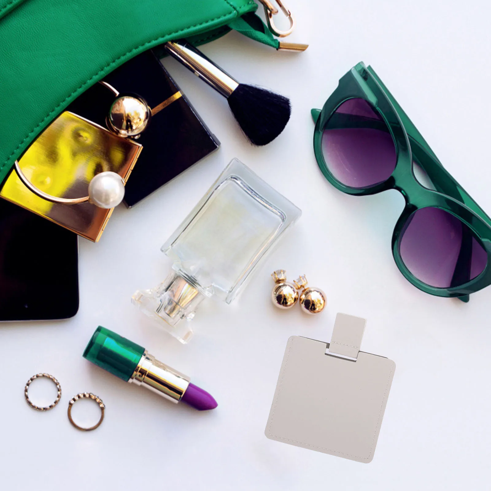 

5Pcs Makeup Mirror Compact Stainless Steel and PU Portable Handheld Mirror for Travel Women Girls Personal Use