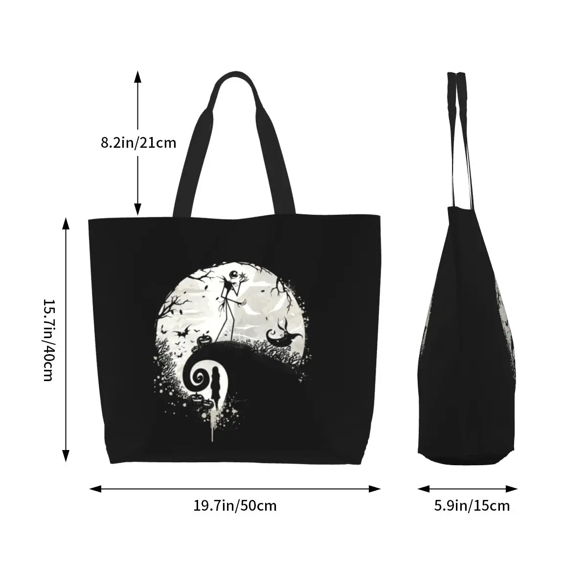 Cartone animato personalizzato The Nightmare Before Christmas Shopping Tote Bag riutilizzabile Jack Skellington generi alimentari borsa Shopper a