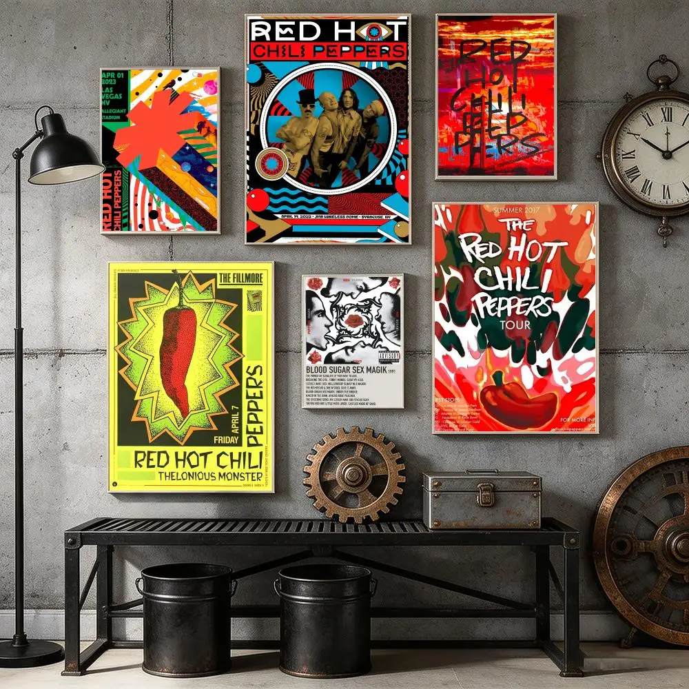 R-Red Hot Chili Band Painting Calligraphy Canvas Poster Bedroom Living Room bar Hallway House interior Wall Decor