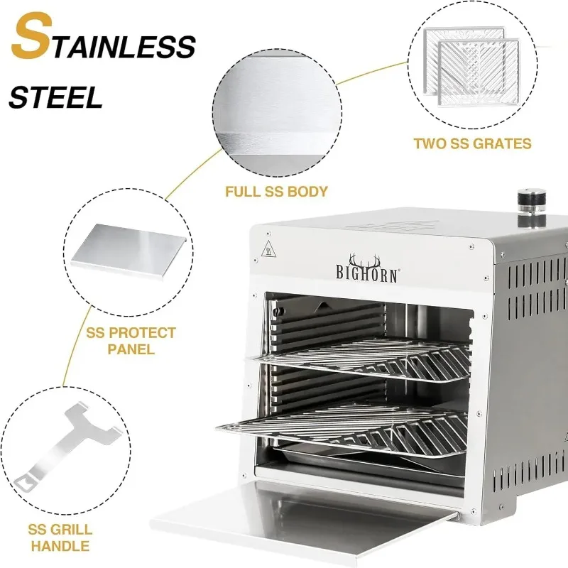 Modern Commercial Grade 16 Inch Stainless Steel Steak BBQ Oven with Quad Damper System for Precision Airflow and Heat Control